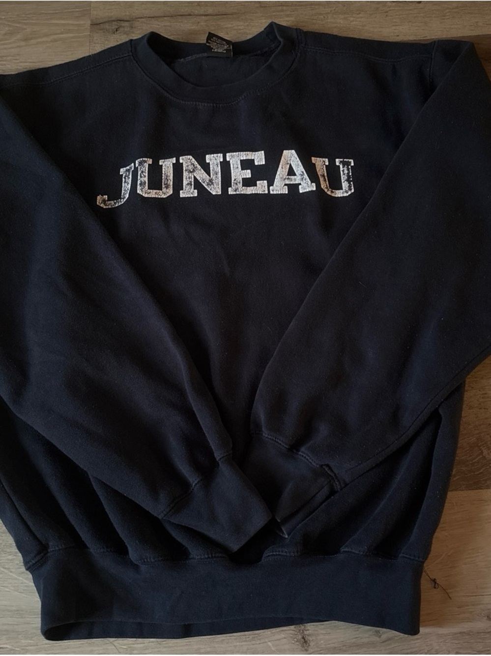 Black Crewneck Sweatshirt with 'JUNEAU' Chest Print